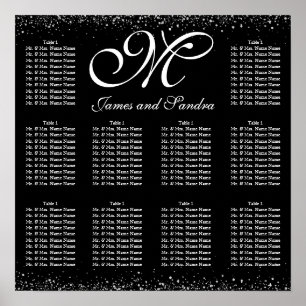 Silver Glitzer Night Sky Poster