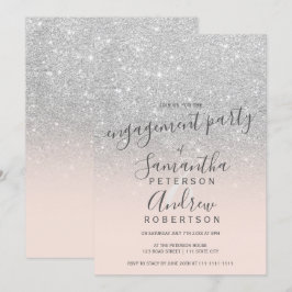Silver Glitzer ombre blush rosa Skript Verlobung Einladung