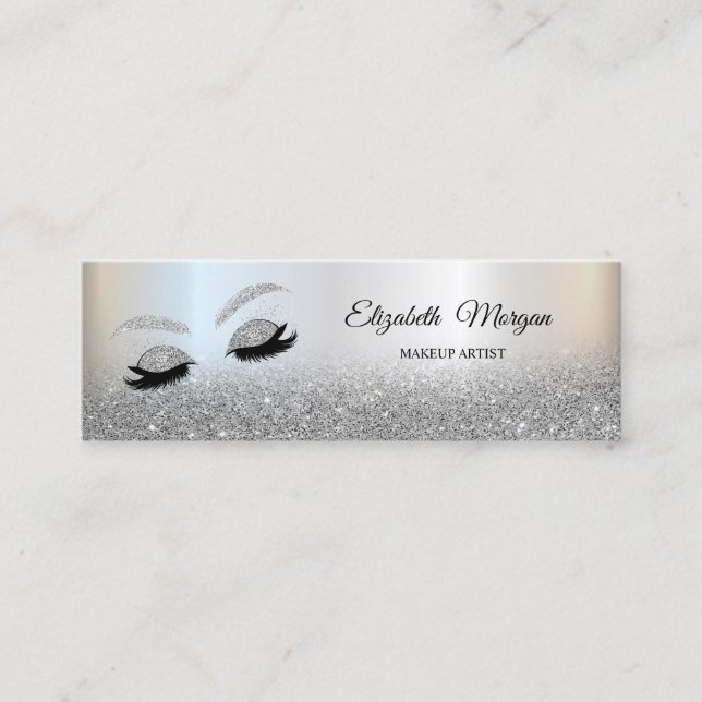 Silver Glitzer Ombre Elegante Imitate Lashes Mini Visitenkarte (Vorderseite)