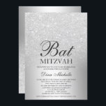 Silver Glitzer ombre metallic chic Bat Mitzvah Einladung<br><div class="desc">Ein elegantes und luxuriöses silbernes Glitzer aus Metall-Folie mit eleganter Kalligraphie-Typografie für eine Bat Mitzvah-Einladung.</div>