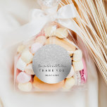 Silver Glitzer ombre Metallic Folie Vielen Dank Runder Aufkleber<br><div class="desc">Eine schicke und luxuriöse silberne Glitzer ombre metallische Folie danke Ihnen Hochzeit mit eleganten Kalligraphie Typografie.</div>