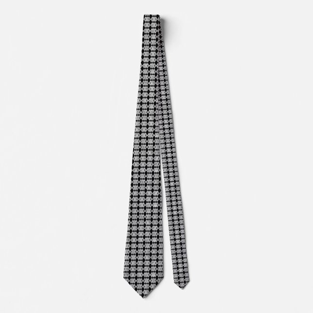 Silver Glitzer Overlap Diamond Pattern Krawatte (Vorderseite)