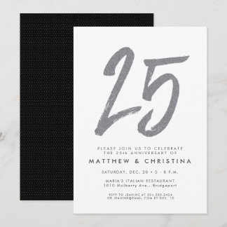 Silver Glitzer Party Einladung zum 25. Jubiläum