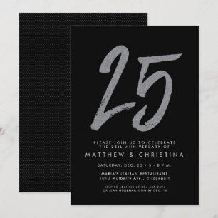 Silver Glitzer Party Einladung zum 25. Jubiläum