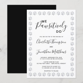 Silver Glitzer Paw Prints Hochzeitseinladung Einladung