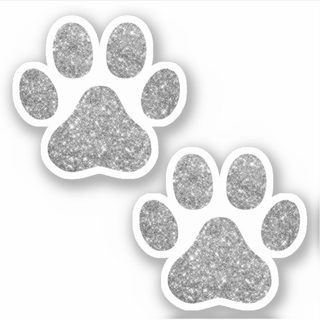Silver Glitzer Paw Prints Sticker (Vorderseite)