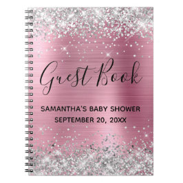 Silver Glitzer Pink Foil Baby Showbook Notizblock