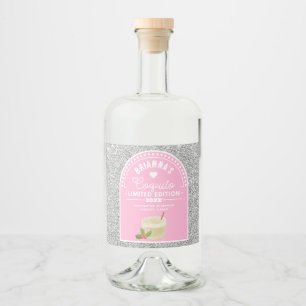 Silver Glitzer Pink Girl Coquito Flasche Etikett S