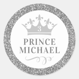 Silver Glitzer Prince Gunst Sticker Label