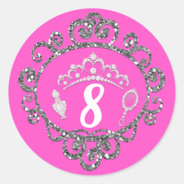 Silver Glitzer Princess Birthday Party Gefallen Runder Aufkleber