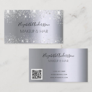 Silver Glitzer QR-Code elegant Visitenkarte