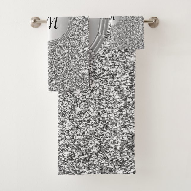 Silver Glitzer Rahmen Badetuch Set (Insitu)