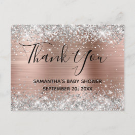 Silver Glitzer Rose Gold Baby Dusche Vielen Dank Postkarte