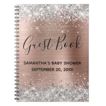 Silver Glitzer Rose Gold Baby Showbook
