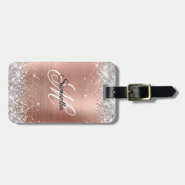 Silver Glitzer Rose Gold Foil Extravagant Monogram Gepäckanhänger