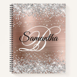 Silver Glitzer Rose Gold Foil Extravagant Monogram Notizbuch