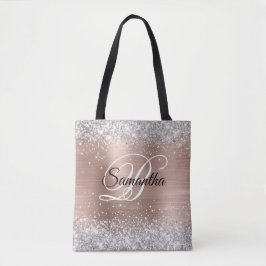 Silver Glitzer Rose Gold Foil Extravagant Monogram Tasche