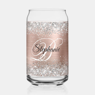 Silver Glitzer Rose Gold Glam Extravagant Monogram Dosenglas