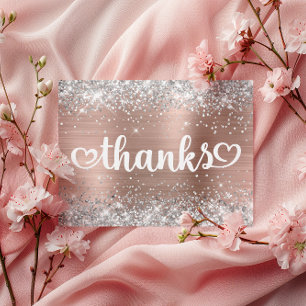 Silver Glitzer Rose Gold Hearts Sweet 16 Danke Postkarte