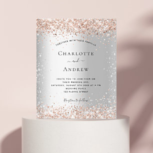 Silver Glitzer Rose Gold Hochzeitsbudget Flyer