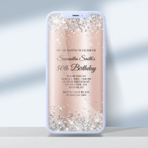 Silver Glitzer Rose Gold Ombre 50. Geburtstag