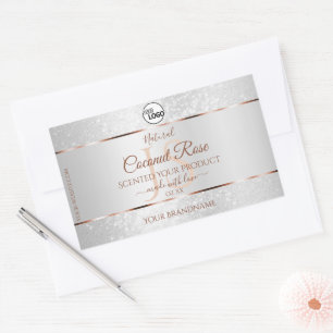 Silver Glitzer Rose Gold Produktmarken mit Logo Rechteckiger Aufkleber