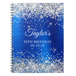 Silver Glitzer Royal Blue Foil 50. Geburtstagsgast Notizblock