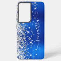 Silver Glitzer Royal Blue Foil Girly Signature