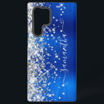 Silver Glitzer Royal Blue Girly Signature Samsung Galaxy Hülle<br><div class="desc">Girly Imitate funkelnd silberne Glitzer Highlights auf der links Kante, über einem Imitat hellen Juwel Ton königsblau ombre brushed Metal-Folie. Die moderne, mädchenhafte Unterschrift besticht durch einen eleganten Schriftart aus weißer Kalligraphie mit dekorativen Schwänzen in vertikaler Form. Passen Sie die Stile des Schriftartes an oder verschieben Sie die glitzernden Grafiken,...</div>
