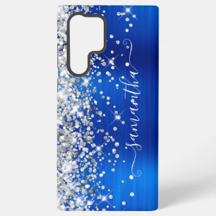 Silver Glitzer Royal Blue Girly Signature Samsung Galaxy Hülle