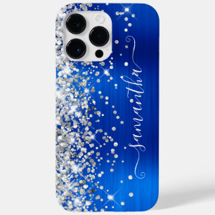 Silver Glitzer Royal Blue Glam Girly Signature Case-Mate iPhone 14 Pro Max Hülle