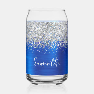 Silver Glitzer Royal Blue Glam Name Dosenglas
