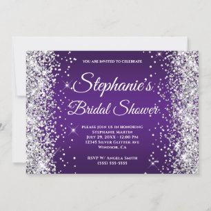 Silver Glitzer Royal Lila Ombre Extravagant Monogr Einladung