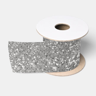 Silver Glitzer Satinband