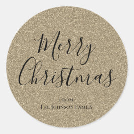 Silver Glitzer Script Frohe Weihnachtsfeiertage Runder Aufkleber