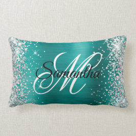 Silver Glitzer Shiny Aqua Aquamarin Foil Extravaga Lendenkissen