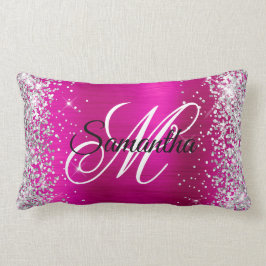Silver Glitzer Shiny Hot Pink Foil Extravagant Mon Lendenkissen