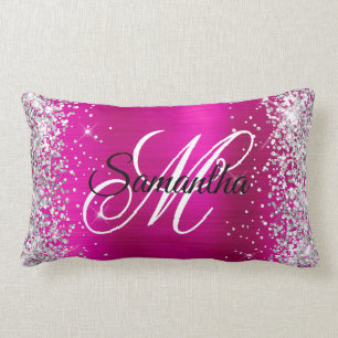 Silver Glitzer Shiny Hot Pink Foil Extravagant Mon Lendenkissen