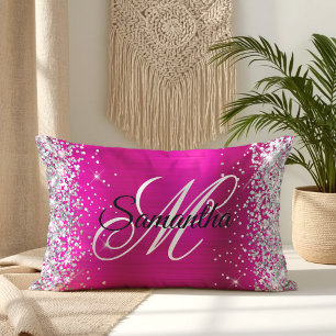 Silver Glitzer Shiny Hot Pink Foil Extravagant Mon Lendenkissen