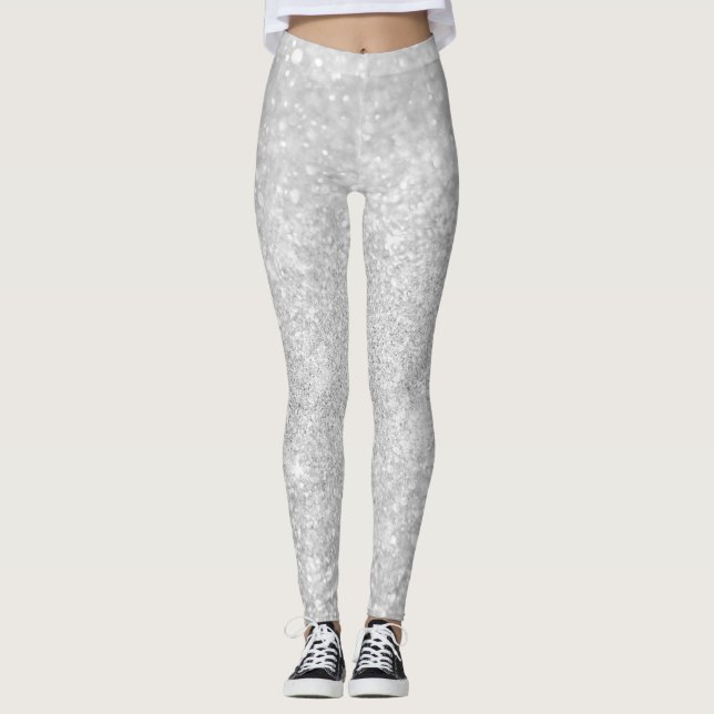 Silver Glitzer Shiny Sparkley Leggings (Vorderseite)