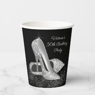 Silver Glitzer Shoe Geburtstagsparty Paper Cups Pappbecher