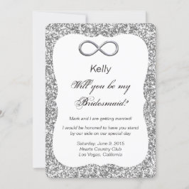 Silver Glitzer Silver Infinity Bridesmaid Card Einladung