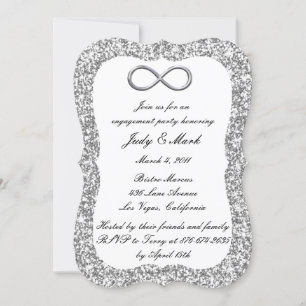 Silver Glitzer Silver Infinity Engagement Party Einladung
