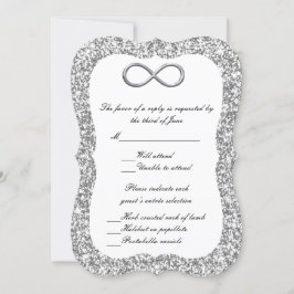 Silver Glitzer Silver Infinity Response Card Einladung