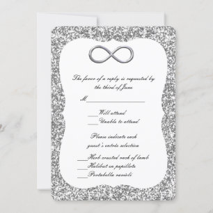 Silver Glitzer Silver Infinity Response Card Einladung