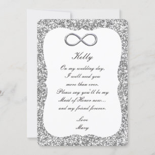 Silver Glitzer Silver Infinity Trauzeugin Card Einladung