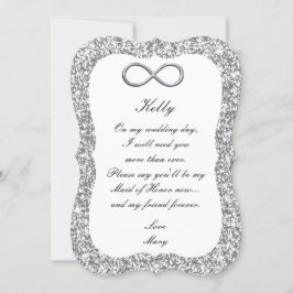 Silver Glitzer Silver Infinity Trauzeugin Card Einladung