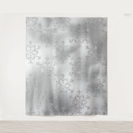 Silver Glitzer Snowflake Foto Hintergrund Wandteppich
