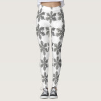 Silver Glitzer Snowflake Weiße WeihnachtsLeggings