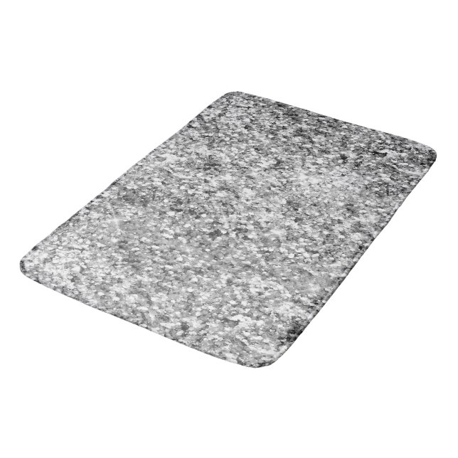 Silver Glitzer Sparkle Badematte (Schrägansicht)